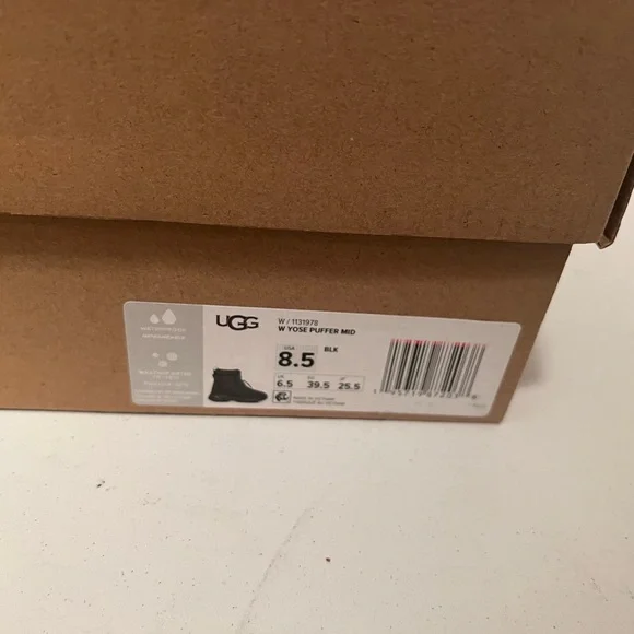 NEW Women’s UGG Genuine Shearling Lined Mid Puffer Boot Black - Picture 6 of 10